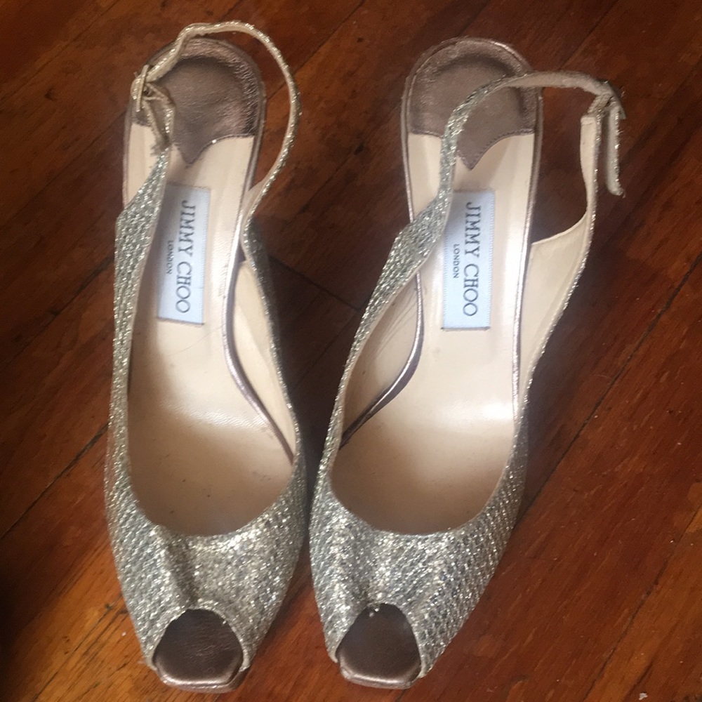 Jimmy Choo Gold Slingbacks